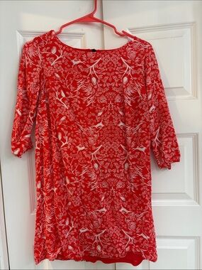 Coral Floral Print Tunic Dress